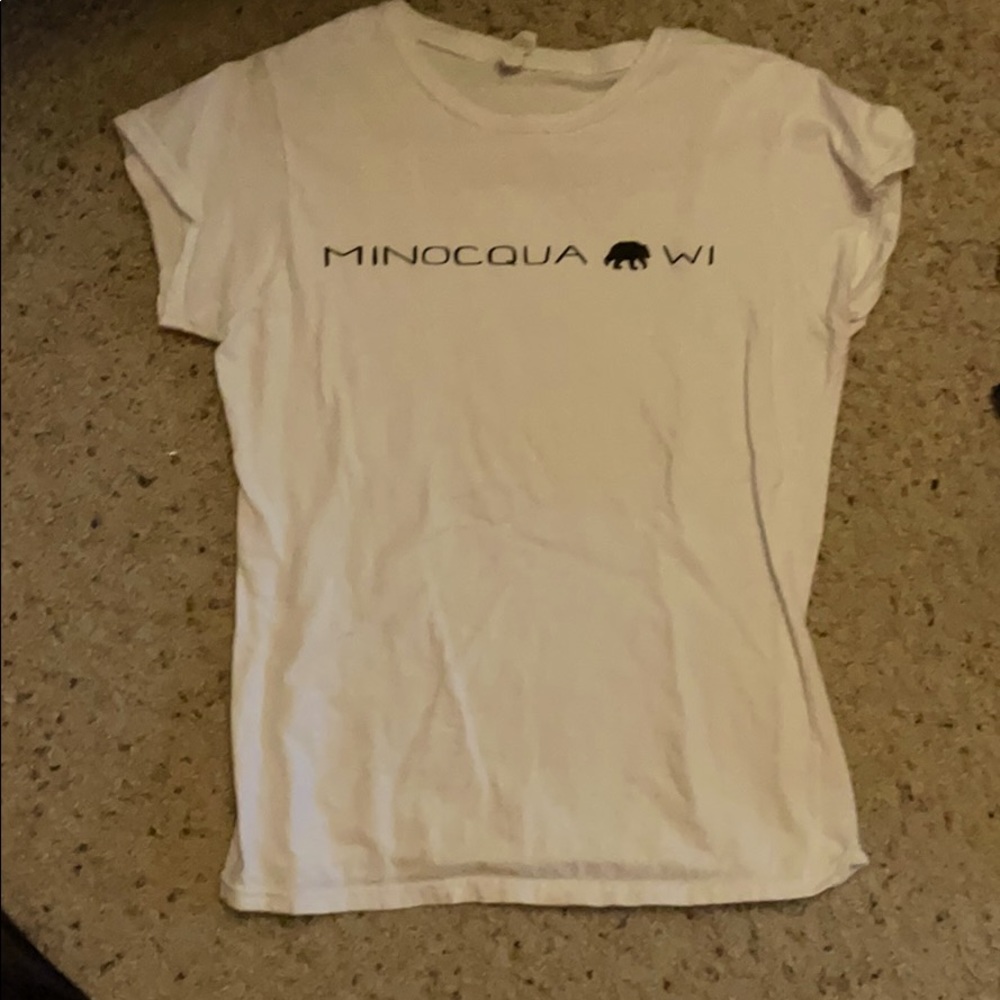 Size M white “Minocqua WI” t-shirt.